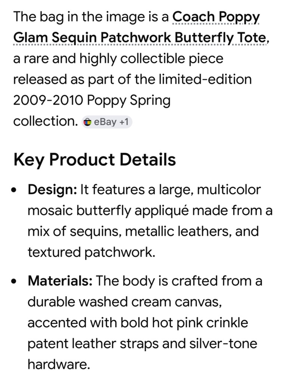 Coach Poppy Glam Sequin Patchwork Butterfly Tote - Picture 17 of 17